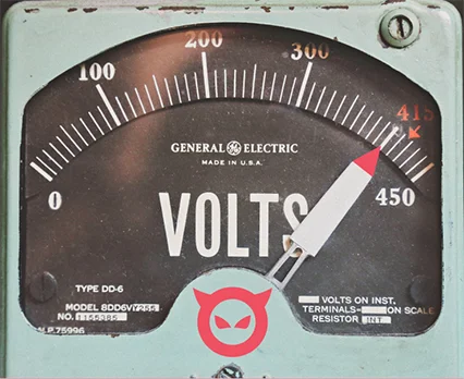 Image of a Voltmeter showing high power output